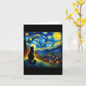 Carte Black Cat Funny Cat Lover Mom Daddy Starry Night V (Fleur jaune)