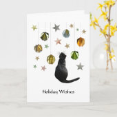 Carte Black Cat Gold Balls et Stars (Fleur jaune)