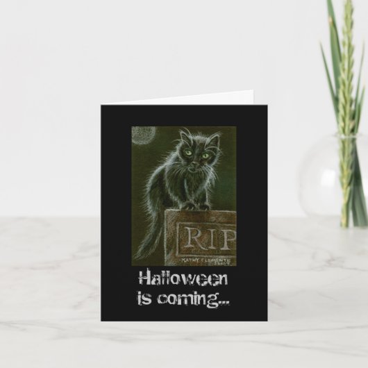 Carte Black Cat Gravestone RIP Halloween arrive... (Devant)