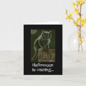 Carte Black Cat Gravestone RIP Halloween arrive... (Fleur jaune)