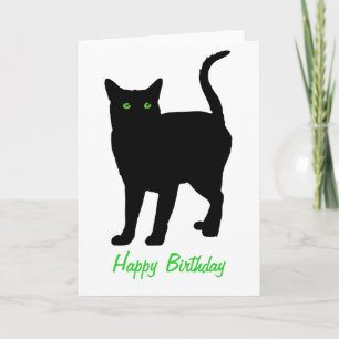 Carte Black Cat Green Eyes Anniversaire