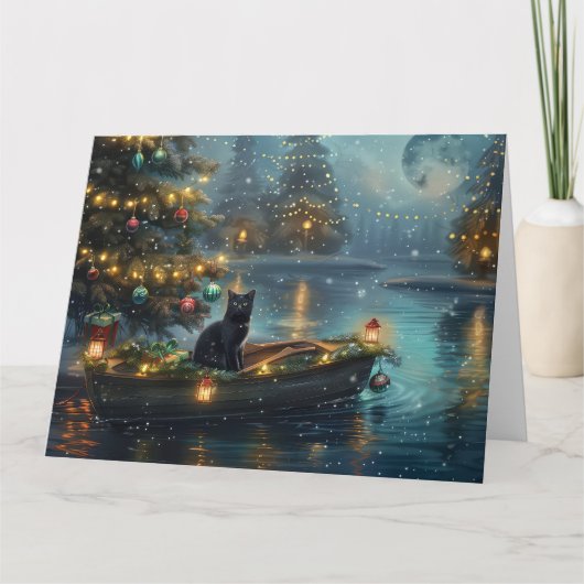 Carte Black Cat Noël Festive Voyage (Devant)