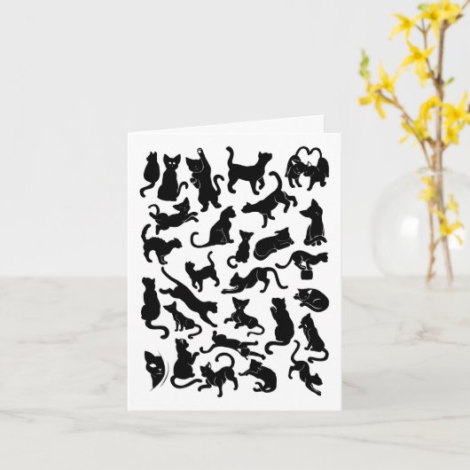 Carte Black Cat Pattern (Fleur jaune)