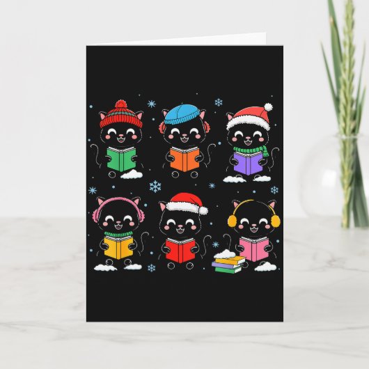 Carte Black Cat Reading Book Christmas For Bookworm Cat (Devant)