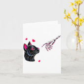 Carte Black Cat Skeleton Hand Boop Valentines Day Pet O  (Fleur jaune)