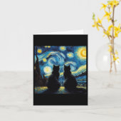 Carte Black Cats Lover Stress Night Van Gogh Chat Maman (Fleur jaune)