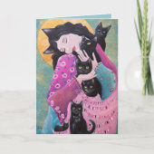 Carte Black Cats Whimsical Art (Devant)