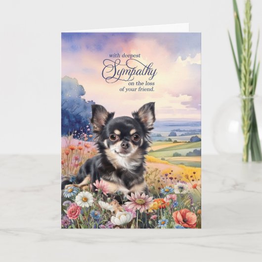 Carte Black Chihuahua Field of Wildflowers Pet Sympathy (Devant)