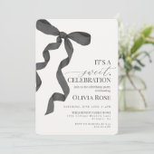 Carte Black Coquette Bow Girl Anniversaire Fête Invitati (Debout devant)