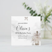 Carte Black Coquette Minimalist Elegant 50th Birthday (Debout devant)