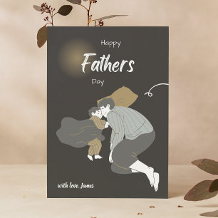 Carte Black Dull Moderne Papa Et Fils - Bonne Fête des p