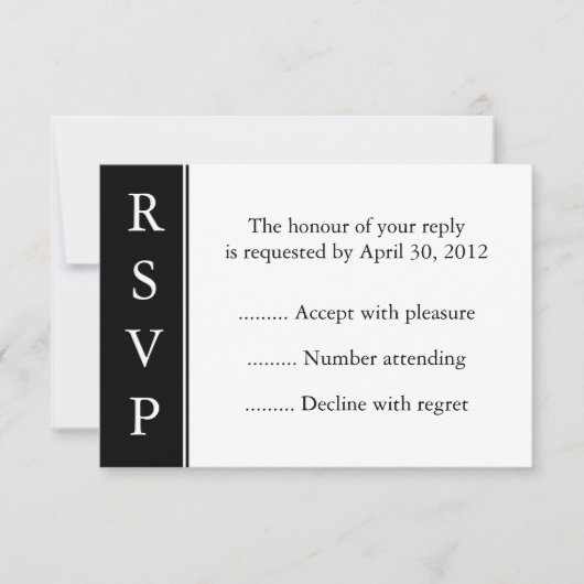 Carte Black Event, Reply, Response ou RSVP (Devant)