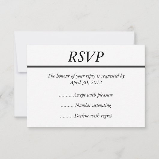 Carte Black Event, Reply, Response ou RSVP (Devant)