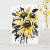 Carte Black-eyed Susan - Watercolor flowers (Fleur jaune)