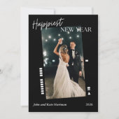 Carte Black Film Happy New Year Photo Simple (Devant)