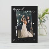 Carte Black Film Happy New Year Photo Simple (Debout devant)