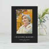 Carte Black Floral Frame Elegant Photo Funeral (Debout devant)