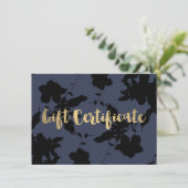 Carte Black Floral Gold Texte Bleu Certificat cadeau (Debout devant)