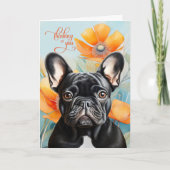 Carte Black French Bulldog Orange Poppy Thinking of You (Devant)
