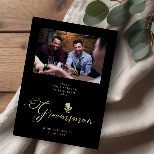 Carte Black Funny Photo Proposition Mariage Groomsman