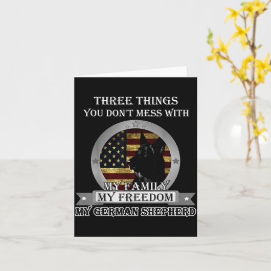 Carte Black German Shepherd American Flag Three Things Y (Fleur jaune)