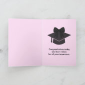 Carte Black Gingham Bow Photo Graduation (Intérieur)