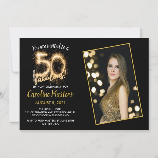 Carte Black Gold 50 et toujours Fabulous 50th Birthday P (Devant)
