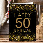 Carte Black Gold 50th Birthday<br><div class="desc">Cette carte de 50ème anniversaire en noir et or est parfaite pour donner des voeux d'anniversaire lors de leur journée spéciale.</div>