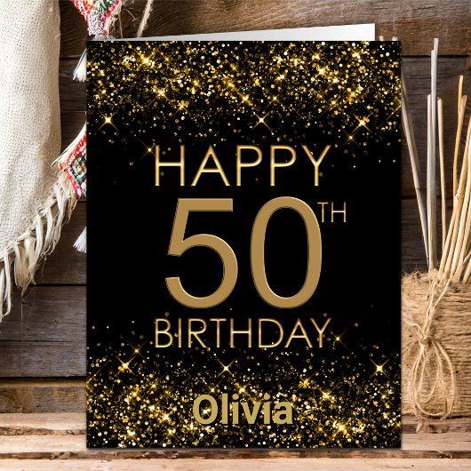 Carte Black Gold 50th Birthday