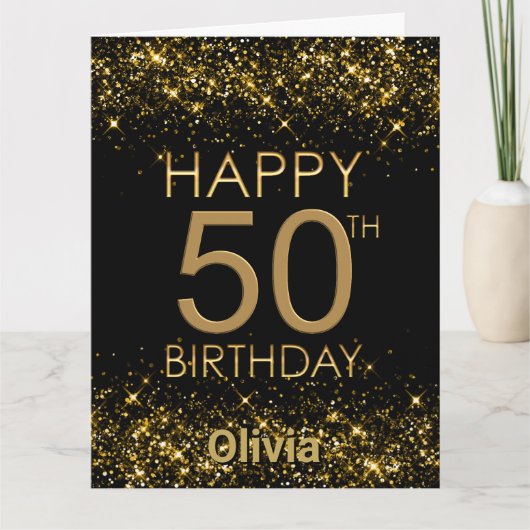 Carte Black Gold 50th Birthday (Devant)