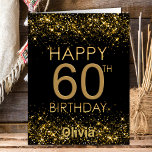 Carte Black Gold 60th Birthday<br><div class="desc">Cette carte de 60ème anniversaire est une façon parfaite d'étendre vos salutations. Ajoutez une touche personnelle en incluant votre photo préférée sur le dos.</div>