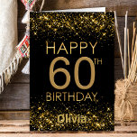 Carte Black Gold 60th Birthday<br><div class="desc">Cette carte de 60ème anniversaire en noir et or est parfaite pour donner des voeux d'anniversaire lors de leur journée spéciale.</div>