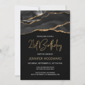 Carte Black Gold Agate 21e fête d'anniversaire (Devant)