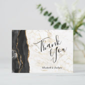Carte Black Gold Agate Marble Wedding Flat Thank You (Debout devant)