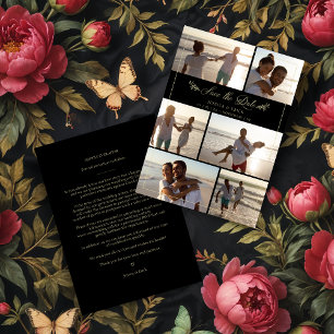 Carte Black Gold Branches Chic Collage 6 Photos Mariage