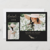Carte Black Gold Branches tendance Graduation 2 Photos (Devant)