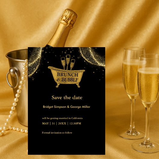 Carte Black Gold Brunch & Bubbly Wedding enregistrer la