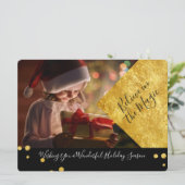 Carte Black & Gold Croyez en la photo magique de Noël (Debout devant)