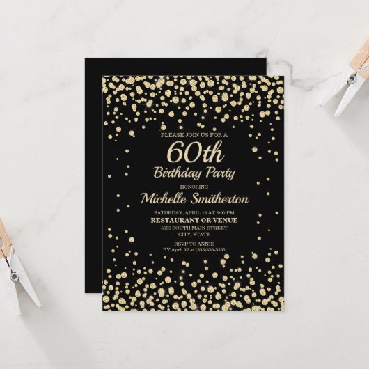 Carte Black Gold Diamond Parties scintillant femmes 60e (Devant/Arrière en situation)