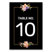Carte Black Gold Elegant Wedding Table Numéro de t (Dos)
