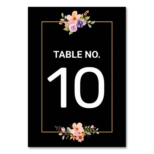 Carte Black Gold Elegant Wedding Table Numéro de t (Par défaut)
