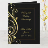 Carte Black Gold Flourish 50e anniversaire 8,5 x 11 (Fleur jaune)
