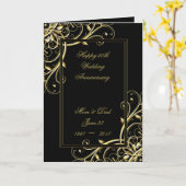 Carte Black Gold Flourish 50e anniversaire Mariage (Fleur jaune)
