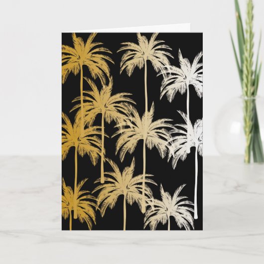 Carte Black Gold Foil Palm Tree Print Greeting Card (Devant)