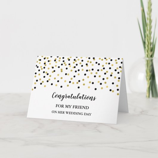 Carte Black Gold Friend Wedding Day Félicitations (Devant)