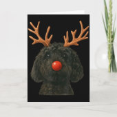 Carte Black Goldendoodle Christmas Lights Santa Hat Blac (Devant)