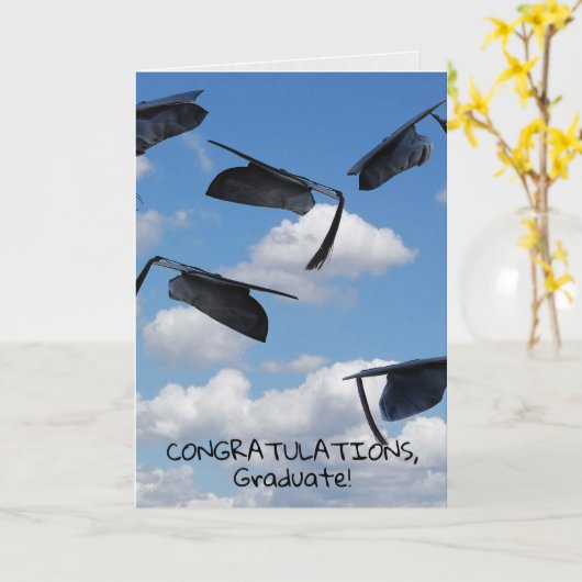 Carte black graduation cap in sky with tassel (Fleur jaune)