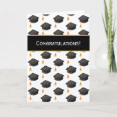 Carte Black Graduation Caps Pattern Congratulations (Devant)