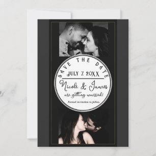 Carte Black Grey Or moderne minimal Enregistrer la date