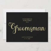 Carte Black Groomsman Chic Mariage Simple Proposition Ca (Devant)